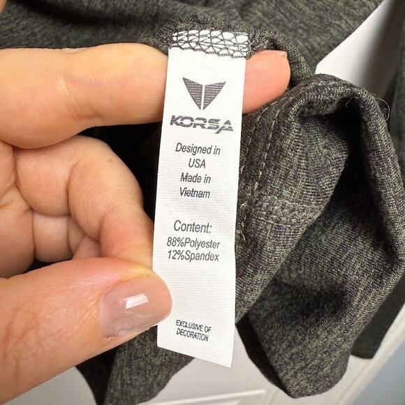 Korsa Roadrunner Sports Quarter Zip Mens Large Green Gray Running Long Sleeve - Picture 5 of 7